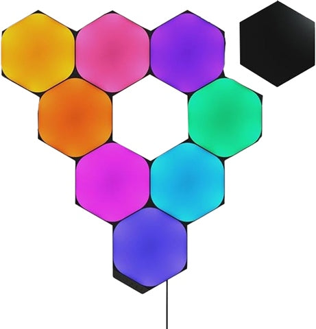 Shapes - Ultra Black Hexa Starter Kit (9xPanels), A(W/Sticky Pad)
