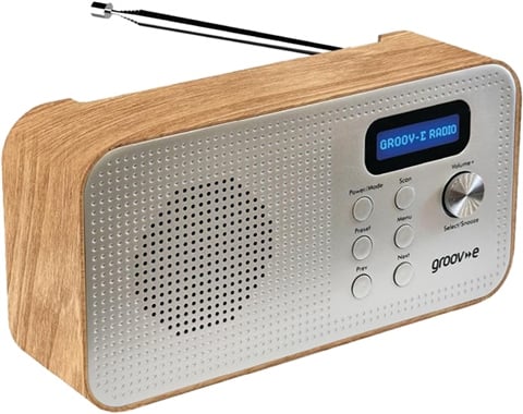 Lisbon Portable DAB/FM Bluetooth Radio - Wood/Grey