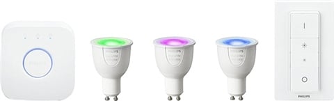 Hue White and Colour Ambience 3x GU10, Dimmer Switch, Bridge