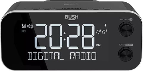 DAB+ Clock Radio with Wireless Charging Dock - Black