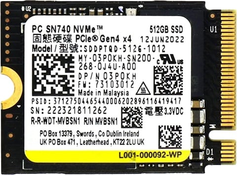 PC SN740 512GB NVMe M.2 2230