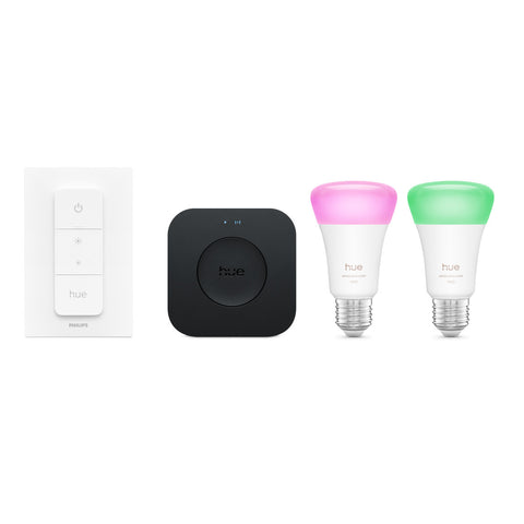 Hue Starter Kit E27 Smart Bulbs (w/ 2 Bulbs, Switch, Bridge)