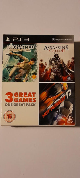 3 Great Games, One Great Pack: Uncharted, Assassin's Creed, Need For Speed Hot Pursuit