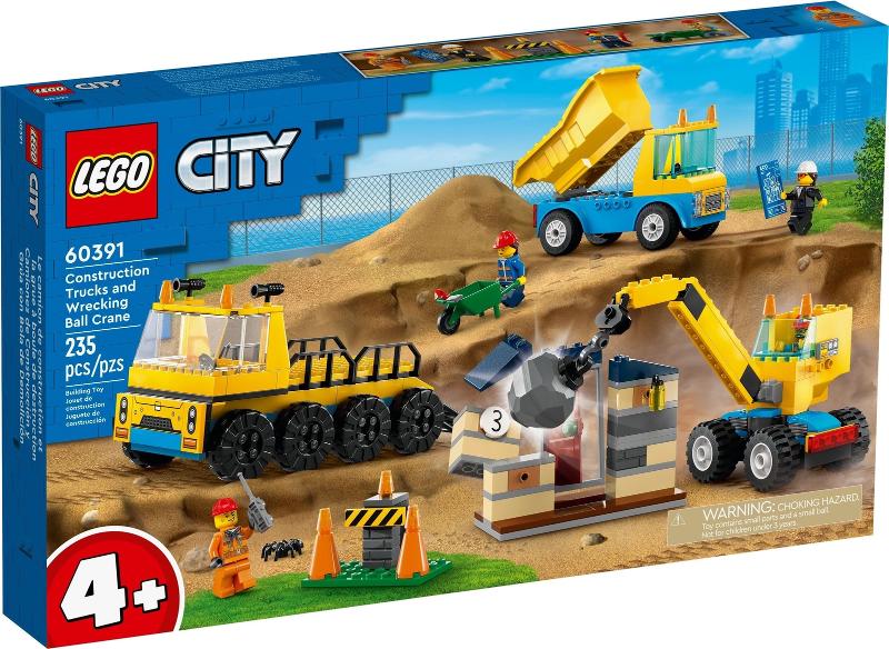 Construction Trucks and Wrecking Ball Crane #60391