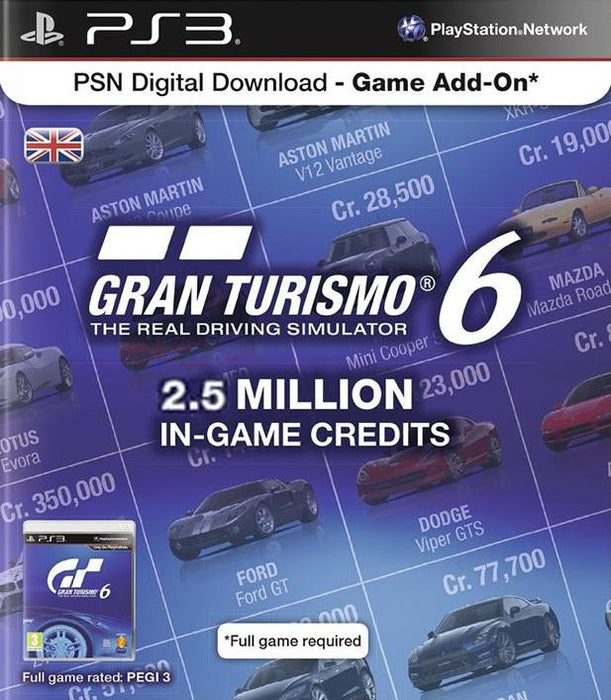 Gran Turismo 6 2.5 Million In-Game Credits