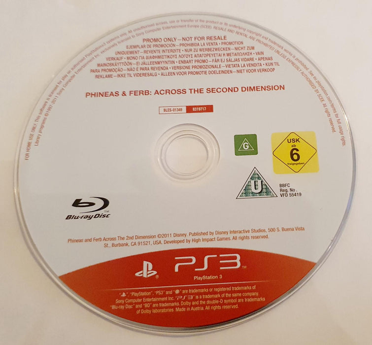Phineas And Ferb: Across The 2nd Dimension [Promo Not For Resale]