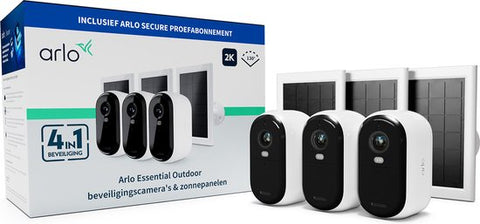 Arlo Essential VMK3350 2K Security Camera met Solar Panel (x3) White