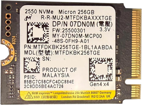 Micron 2550 MTFDKBK256TGE 256GB M.2 2230 NVMe SSD