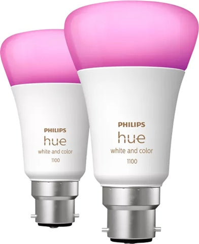 Hue White A60 B22 9W Smart LED Bulb (2 Pack)