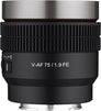 V-AF 75mm T1.9 lens for Sony FE
