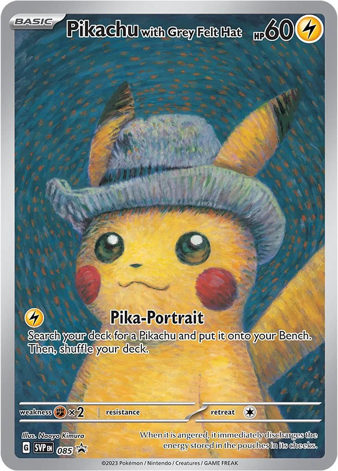 Pokémon × Van Gogh Museum Pikachu met Grey Felt Hat Promo (Geseald)